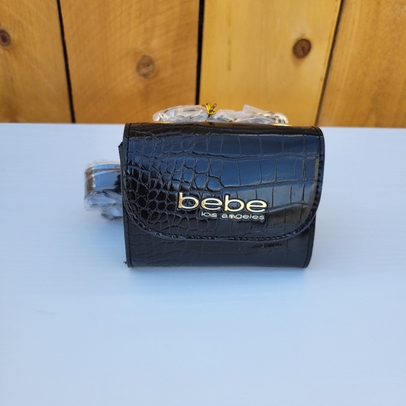 New Bebe Los Angeles Camile Croco Micro Fannypack Black - Picture 2 of 16